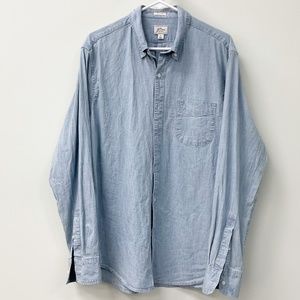 J. Crew Men’s Stretch Cotton Chambray Shirt in Light Wash Denim